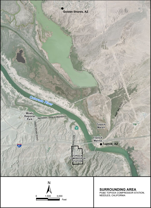 Map of Topock Compressor Station Surrounding area and nearby communities